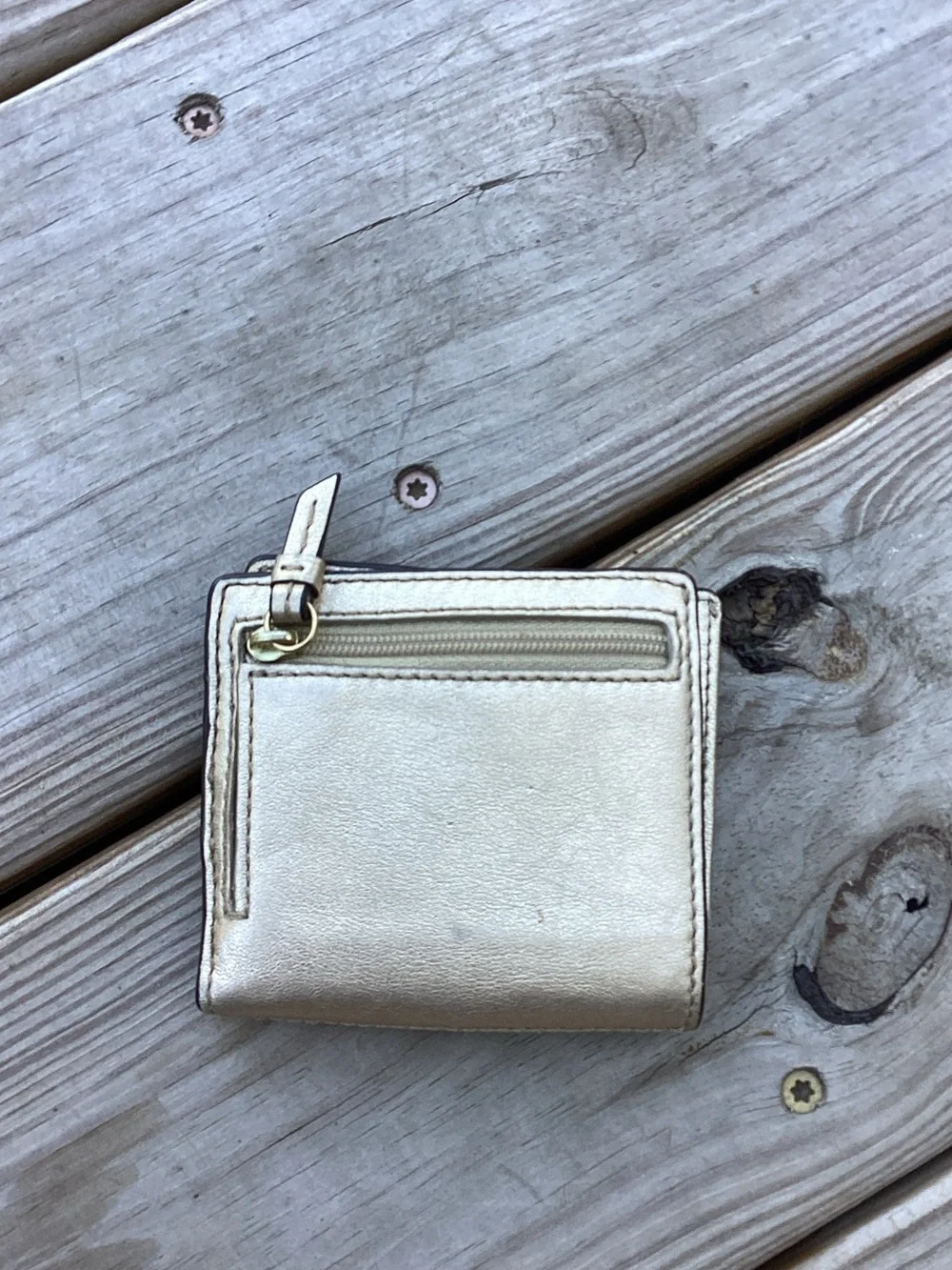 Coach Metallic Gold Leather Compact Card Wallet